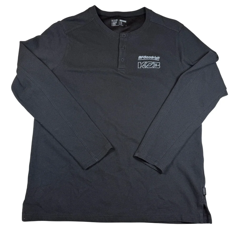 5.11‎ Tactical BFGoodrich Tires KO3 Henley Shirt Mens Large Black Waffle EUC